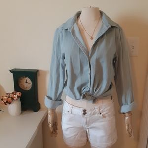 F21 Light blue button down shirt